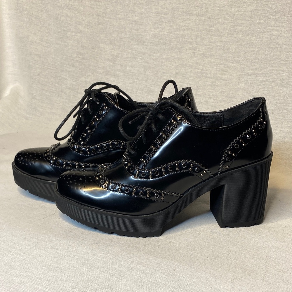 Tony & Mary black Oxford platform boots NEW